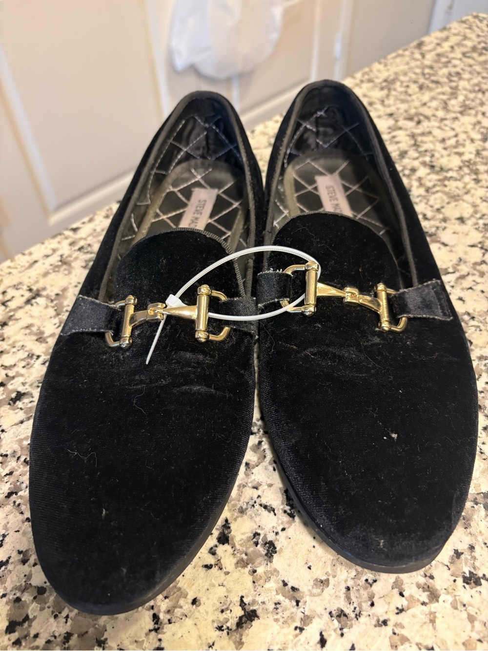 Steve Madden Black Velvet Horsebit Slip-On Loafers